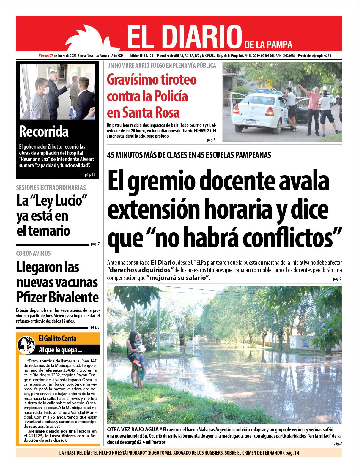 Tapa del diacutea viernes 27 de enero de 2023